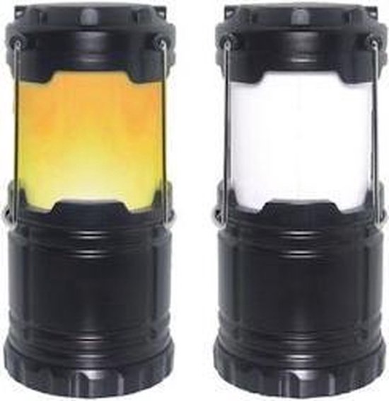 Luxe Camping Lantaarn - Fel - 2IN1 - Vlam Effect - Zwart - Campinglamp - Tentlamp van Luxe