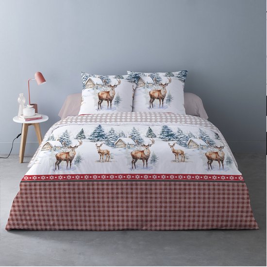 Luxe Katoen Flanel dekbedovertrek Aspen Rouge - 240x220 van Merkloos
