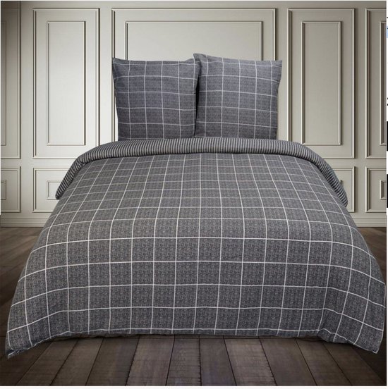 Luxe Katoen Flanel dekbedovertrek Noche Anthracite - 240x220 van Fresh & Co