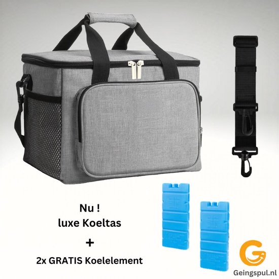 Luxe Koeltas – 15L – Inclusief 2 Gratis Koelelementen – Houdt Eten & Drank Lang Koud van Merkloos