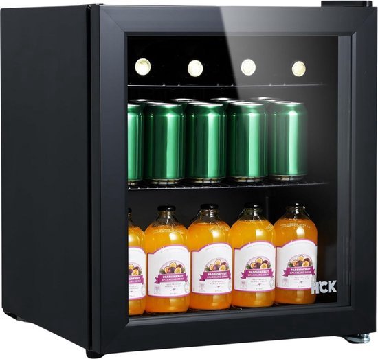 Luxe Minibar Koeling - Mini Koelkast - Wijnkoelkast 48L - Skincare Fridge - Glazen Deur - Kleine Drankenkoelkast - 5 Instelbare Niveau’s - Zwart