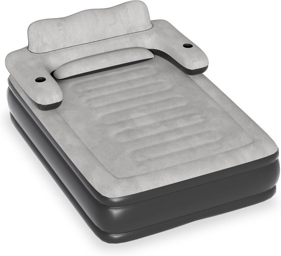 Luxe Opblaasbaar Tweepersoons Luchtbed met Rugleuning en Elektrische Pomp - Ideaal als Logeerbed of Campingbed van Merkloos