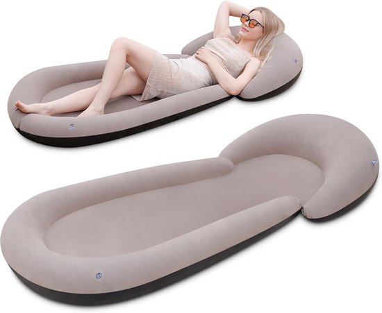 Luxe Opblaasbare Strandmat met Kussen en Rand – Comfortabele Luchtbed voor Strand of Tuin (180x75 cm) van Willex
