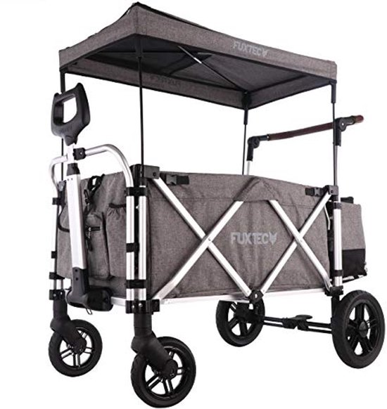 Luxe Opvouwbare Bolderkar - Ideaal voor Kinderen - Tuin en Outdoor Transport met Afneembare Zonneklep van Relaxdays