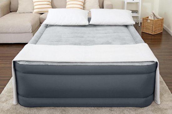 Luxe Queen Luchtbed met Ingebouwde Pomp en Kussen | 56 cm Verhoogd Luchtmatras met USB-Oplader | Duurzaam en Zacht Slaapoppervlak van Merkloos