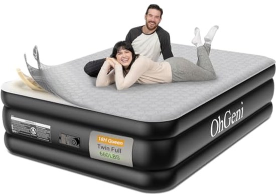 Luxe queensize luchtmatras met ingebouwde pomp en schuimtopper voor optimaal comfort van Intex