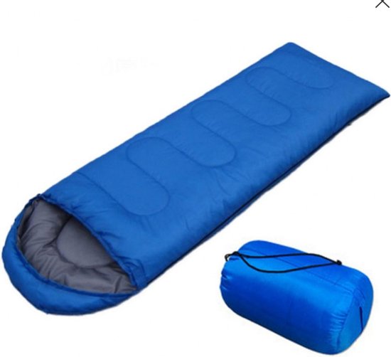 Luxe - Slaapzak - Mummy slaapzak - Kamperen - 210 cm (180 cm + 30 kap) x 75 cm - Blauw van Merkloos