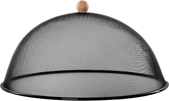 Luxe stevige vliegenkap/voedselkap zwart metaal 43 cm - Afdekkappen/vliegenkappen van Luxe.