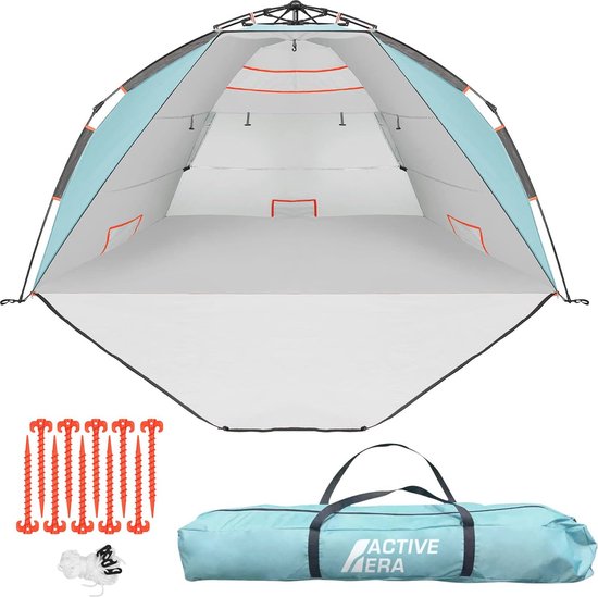 Luxe Strandtent voor 4 Personen - UPF 50+ Zonnebescherming, Compact en Opvouwbaar - Perfect voor Strand en Camping van Luxe.