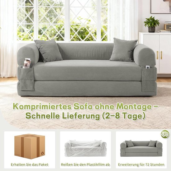 Luxe Uitschuifbare Slaapbank - Grijs - Arqam