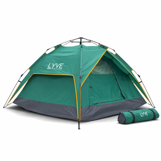 Lyve Pop-Up Tent - 2-Persoons XL - Verduisterend - 5000mm Waterdicht - 30s Opzetten & Afbreken - Groen