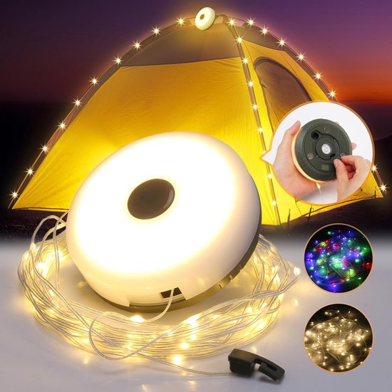 Lzwintrading Kerstverlichting buiten 10 meter - Lichtsnoeren voor Buiten 10 Meter - IP67 Waterdicht - Oprolbaar - Kampeerlamp met 8 Verlichtingsmodi - Tentlamp - Halloween Lichtsnoer Buiten - Halloween Decoratie - Kerstdecoratie voor Binnen/Buiten