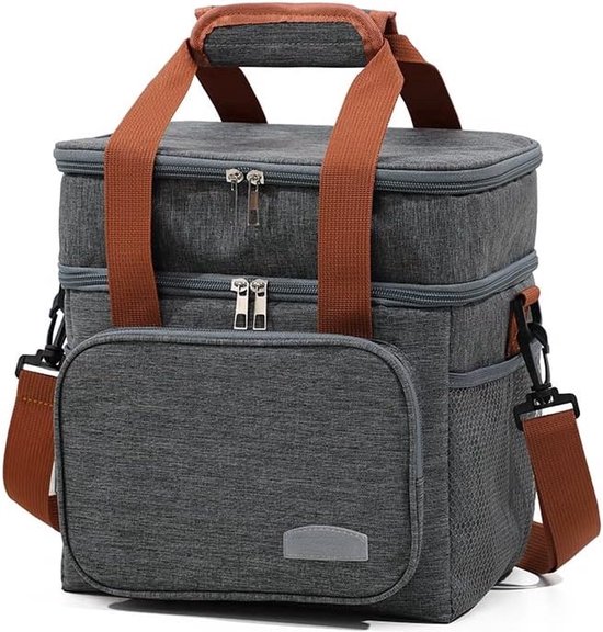 Lzwintrading - Koeltas Lunch - 12 liter - Lunchtas - Picknicktas - 2 Laags Geïsoleerde Koeltassen - Opvouwbaar - Lunchbag voor Dames en Heren - Koeltasje Klein voor Kinderen en Volwassenen - Grijs van Lzwintrading