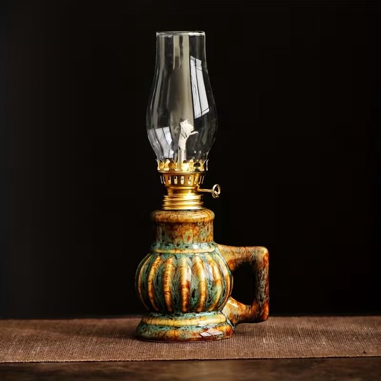 Lzwintrading - Stormlantaarn Olielamp - Petroleum Lamp - Camping Lamp Retro - Olielampen - Petroleumlamp met Lont - Geen Elektriciteit Nodig - Decoratief voor Binnen en Buiten