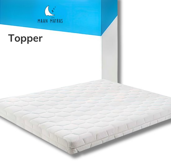 Maan matras® - Topper 90x200 - Topmatras - Topdekmatras - 8cm dik - HR Koudschuim - Afritsbaar en wasbaar - CertiPUR® Gecertificeerd - Medium Hardheid - Matrastopper van Maan matras®