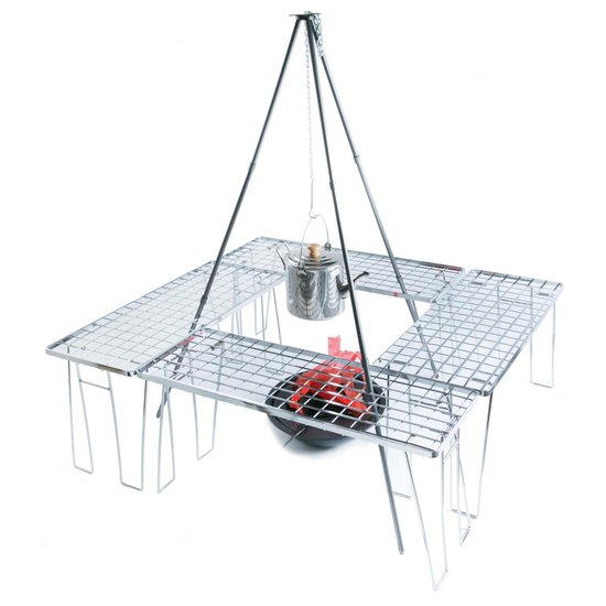MacGyver ‘Tripod’ | Driepoot met ketting | BBQ driepoot | Hongaarse driepoot | Dutch Oven | Aluminium | 80 cm hoog | Verstelbaar |Hoes van Merkloos