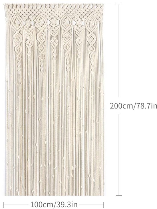 Macramé wandtapijt, handgemaakte geweven tapijt, ruimteverdeler, gordijnen, boho-deurgordijn voor bruiloft, achtergrond, raamgordijnen, woondecoratie, 100 x 200 cm