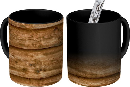 Magische Mok - Foto op Warmte Mokken - Koffiemok - Vintage - Bruin - Planken - Houten - Magic Mok - Beker - 350 ML - Theemok van Yoursurprise
