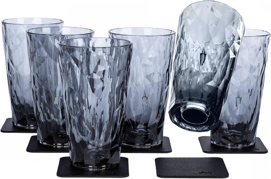 Magneetglazen Set - Antislip Drinkglazen - Veilig Kamperen - Unieke Nano-Gel Pads - 300 ml - Grijs