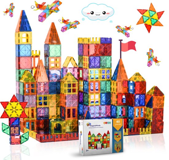 Magnetic Tiles - Magnetisch Speelgoed - 40 stuks - Constructie speelgoed - Magnetische tegels - Speelgoed 3-12 jaar van ToyJoy