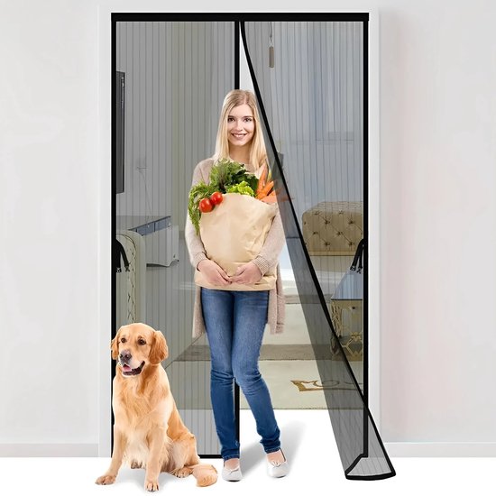 Magnetisch deurgordijn - Deurgordijn - vliegengordijn - Vliegenwerend gordijn - Horgordijn - Deurscherm - Geschikt voor deuropeningen - 100*210 cm - Polyestervezel - Zwart