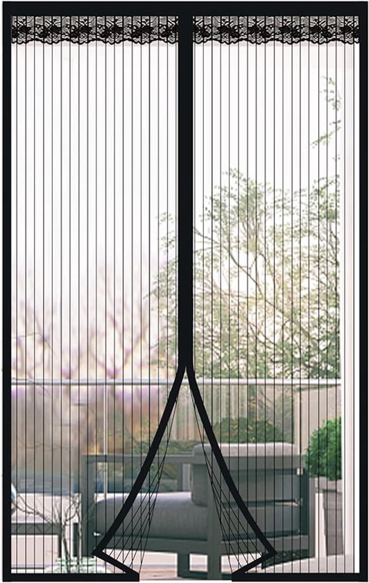 Magnetisch Horre Deur Raam 80x205cm Anti-Muggen Deurgordijn Ultra Fijne Maas Horre met Magneetsluiting Zonder Boren voor Balkon, Slaapkamer, Zwart