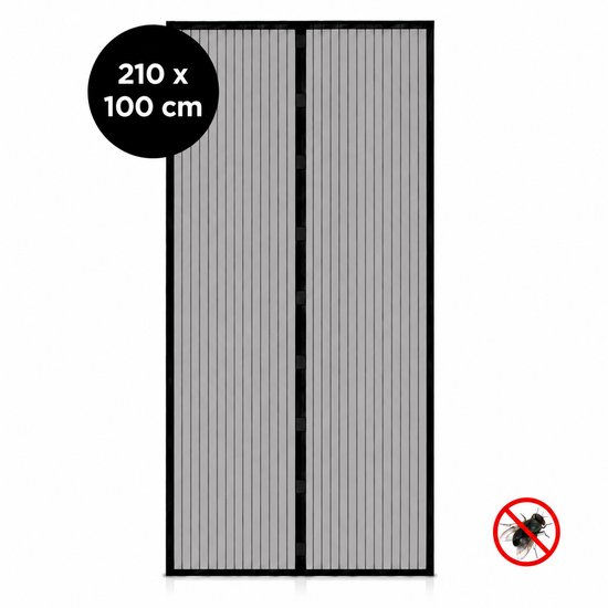 Magnetisch Vliegengordijn 100 x 210 cm - Luxe Deurhor - Zelfsluitend met Sterke Magneten - Hordeur Zonder Boren - Horgordijn Deur - Anti Muggen & Insecten - Zwart