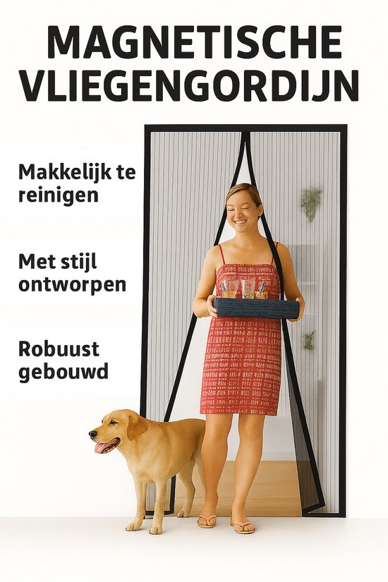 Magnetisch Vliegengordijn – 90x210 cm – Zelfsluitend – Kind- & Huisdiervriendelijk – Sterke Magneten van Merkloos