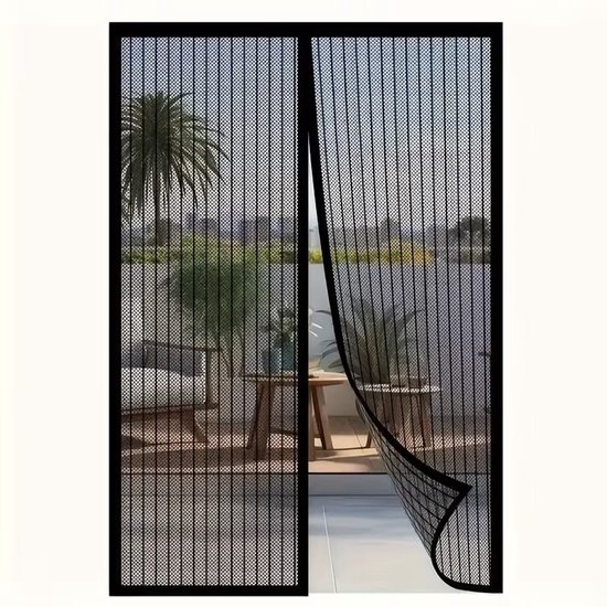 Magnetisch Vliegengordijn - Anti-Muggen Net - Insectenhor - Muggennet - Deurscherm - Automatisch Sluitend - Voor Deuren - Polyester Gaas - Zwart - Wasbaar - Eenvoudige Montage - Zomerproof - Fris & Insectvrij