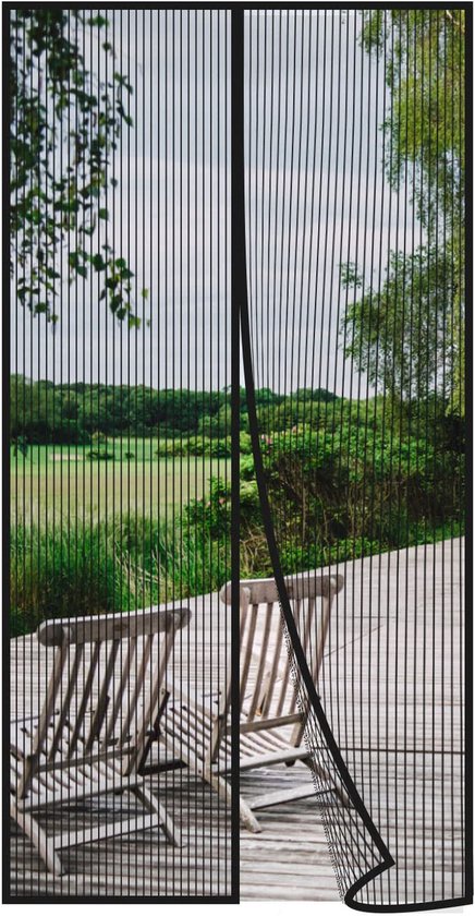 Magnetisch Vliegengordijn Deur 80x210 cm – Zelfsluitende Hordeur met Magneten – Sterk Polyester Gaas – Zonder Boren – Insectenwerend – Zwart