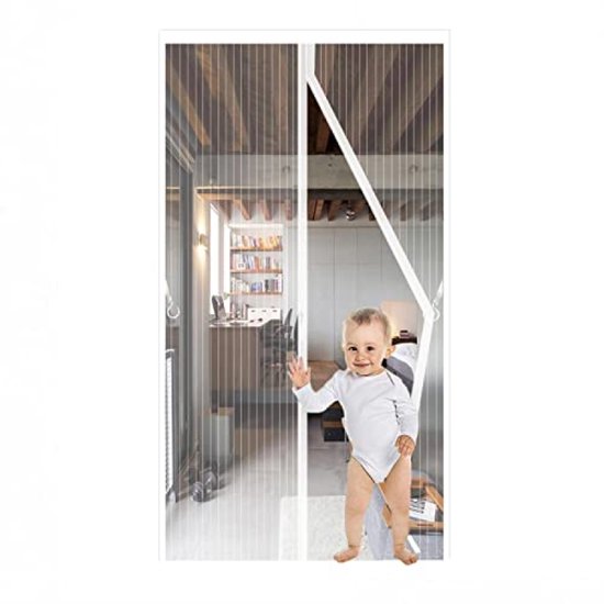 Magnetische Hordeur Vliegengordijn - Wit - 95x210 cm - Insectenbescherming met Magneetsluiting voor Deur en Balkon