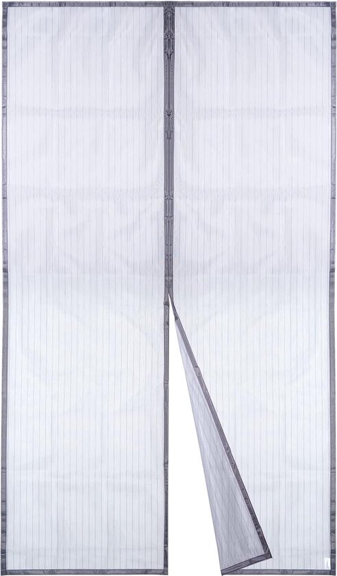Magnetische Vliegengordijn, Hordeur, Fijn Gaasgordijn, 32 Magneten van Boven-Tot-Onderafdichting - Sluit Automatisch, Houdt Frisse Lucht Binnen & Insecten Buiten (140x240CM, Grijs)