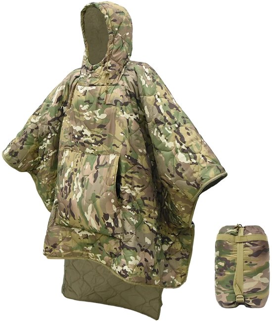 MakkelijkMooi Draagbare Cape Slaapzak - Poncho - Waterafstotende Camo Deken - Uitstekende Warmte-isolatie - Ruim & Lichtgewicht -