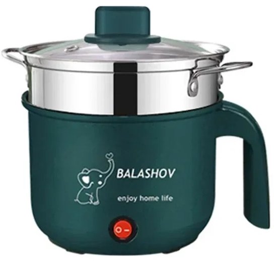 MakkelijkMooi Dubbele Hot Pot 1.8 ltr - Soeppan - Multicooker - Electrische Kookpan - Stoompan - Hotpot - Camping Kookpan - Groen