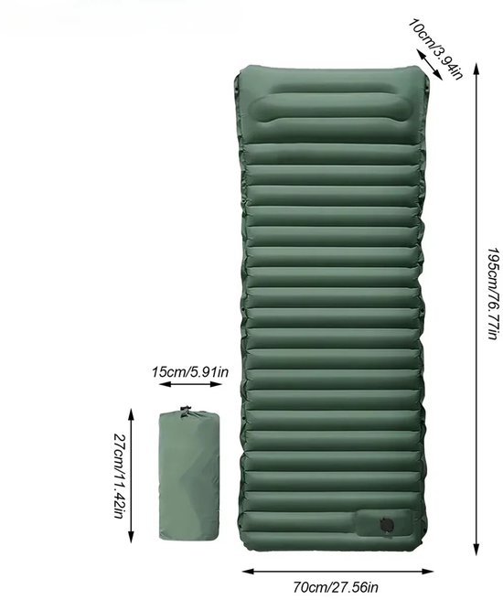 MakkelijkMooi Ultralicht Zelfopblazend Luchtbed - Slaapmat 1 pers. - Strandmat - Scouting - Opblaasbaar zonder Pomp - Kampeermat van Merkloos