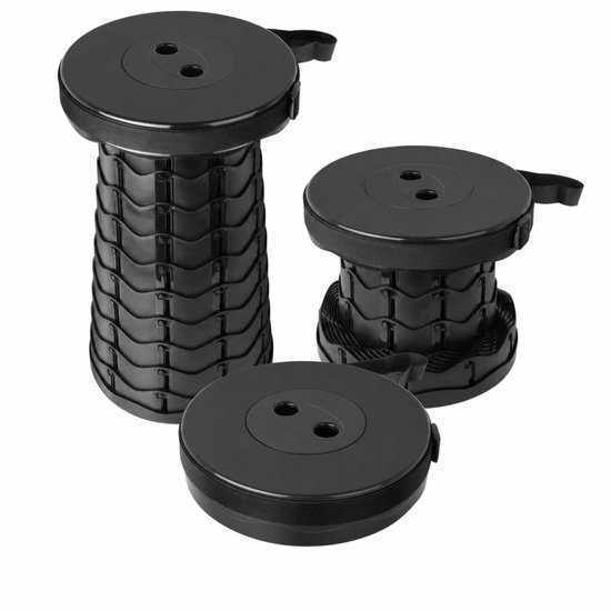 Mannsberger Opvouwbare Kruk - Telescopische Kruk Verstelbaar 6 Tot 45 cm - Draagbaar Krukje - 150 kg - Zwart van mannsberger