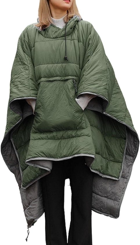 Mantel Slaapzak - Poncho Deelbaar - Outdoor Kamperen - Waterdichte Stof - 200 x 140 cm - Leger Groen