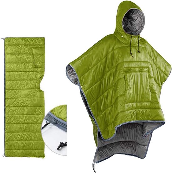 Mantel Slaapzak Winter Camping Poncho Draagbare Capuchon Deken Luie Quilt Lounge Deken Warm Jas - Unisex. van OCESOPH