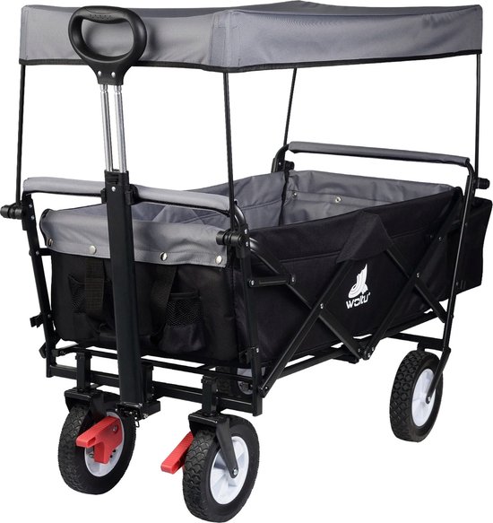 MarftiCo® Bolderkar Opvouwbaar - Verstelbare Hendel - 100Liter - 80KG draagvermogen - Anti lek banden - Zwart van MarftiCo