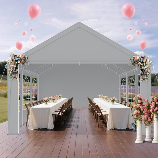 Marquee 4 x 6 m met Polyethyleen Zeil 170 g/m² - Waterdichte Tenten voor Tuin, Bruiloften en Evenementen met Zijpanelen en Stalen Frame