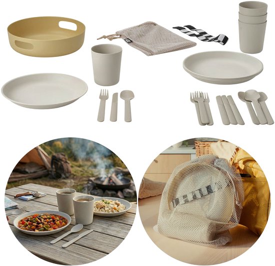 MARULK Picknickset, kampeer servies met opbergzakje – 21-delig van Merkloos