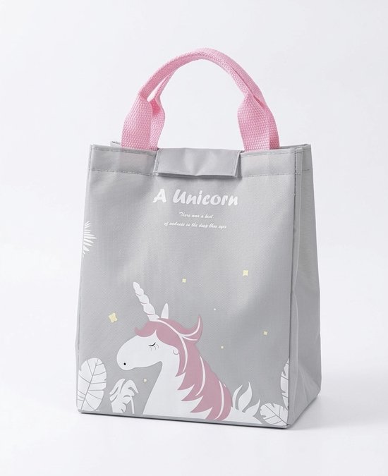 MARUNS Unicorn Koeltas 2.5L - Geïsoleerde Lunchtas - Compacte Thermotas voor School, Werk en Picknick - Lunch Bag met Isolatie - Roze/Grijs van Merkloos