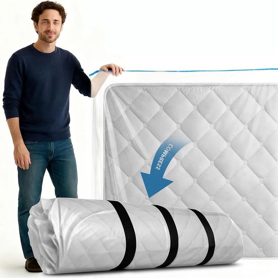 Matras Vacuümzak - Matras Opbergtas Compressie Tas - Matras Opslag - 80% Ruimtebesparend - Twin/Twin XL - Transparant