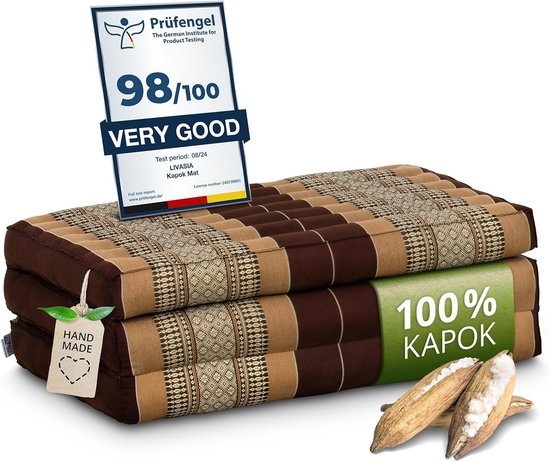 Matras van kapok - Opvouwbaar matras - Ontspannen en slapen - Natuurlijk en duurzaam - 140x70cm - Bruin