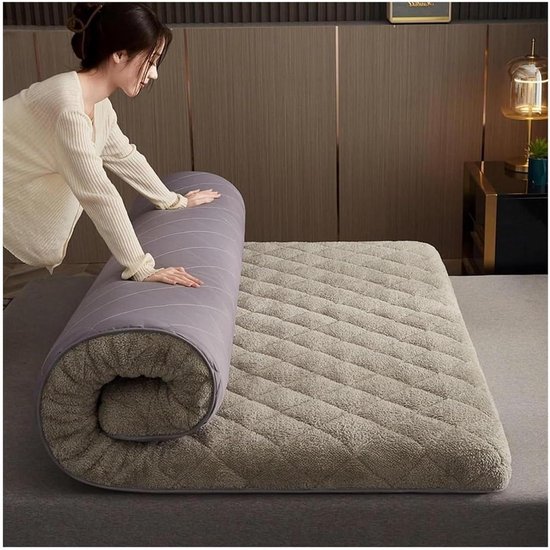 Matras Vloermat - Futon Tatami - Comfortabel Slapen - Opvouwbaar Draagbaar - 90x200cm - Grijs