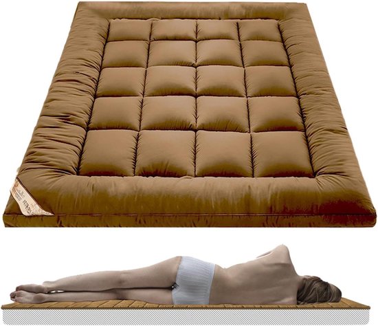 Matrasmat Tatami - Slaapmat Autostoel - Verhoogde Slaapervaring - Verdikt 8 cm Ontwerp - 120 cm - Bruin