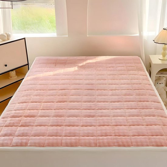 Matrastopper Vloermat - Opvouwbare Slaapmat - Kamperen Thuis - Ultrazacht Ontwerp - Full Size - Roze