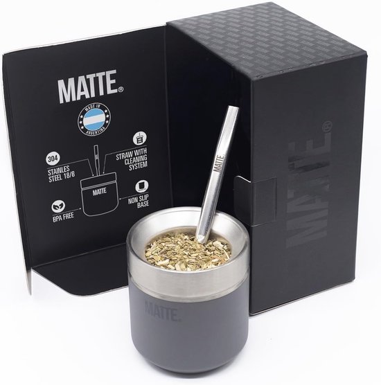 Matte 6 oz Yerba Mate Kalebas en Bombilla Set - BPA-vrij, Elegant Ontwerp, Antislip Basis