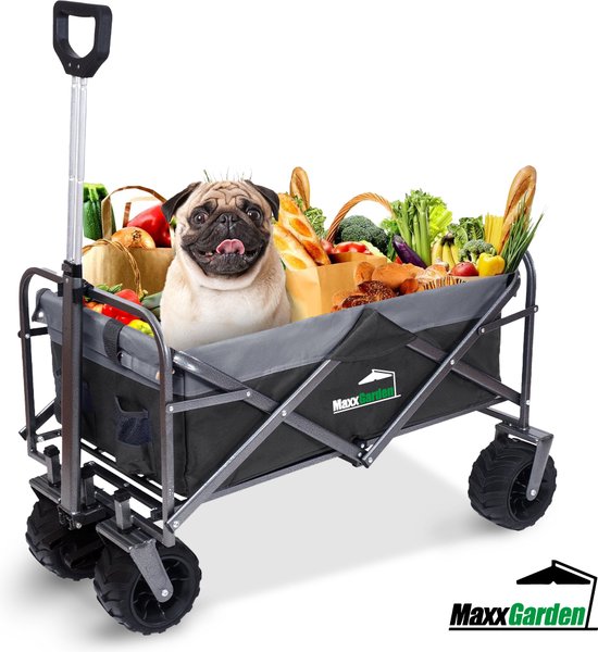 MaxxGarden Bolderkar – Bolderwagen opvouwbaar – Tuinkar - 90x50x55 cm - Massieve banden - Offroad van Merkloos