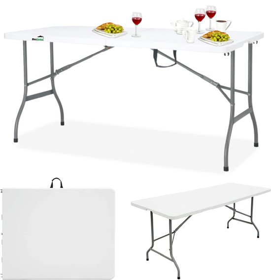 MaxxGarden Vouwtafel - Inklapbare Tuintafel - Campingtafel Opvouwbaar - Klaptafel - 152x70x74 cm - Wit